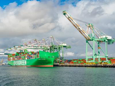 container ship at port