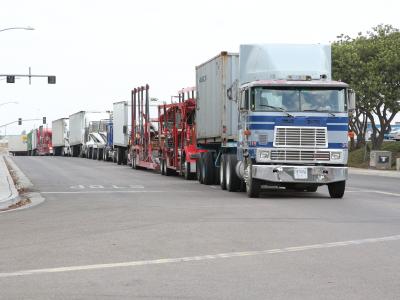 trucks at enforcement stop